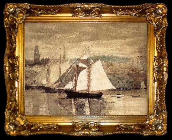 framed  Winslow Homer Glastre Bay Yacht, ta009-2